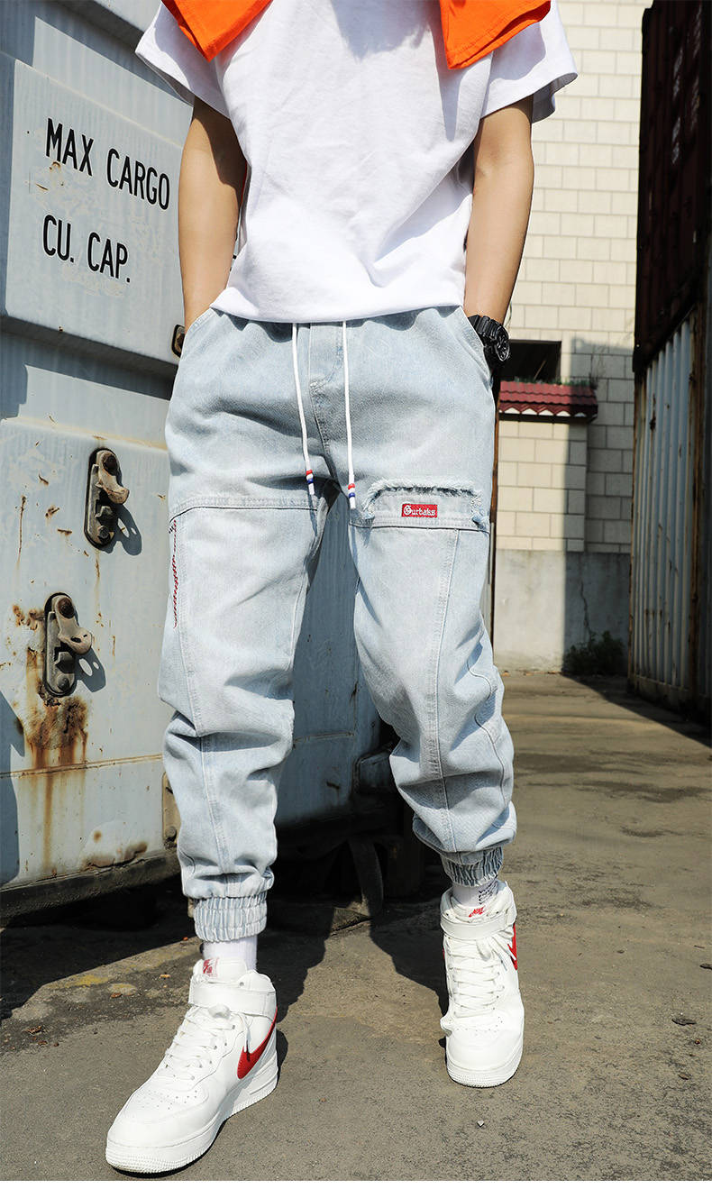Factory Sample New F/W Men hip hop jogger black pants side cross straps pant  men Elastic waist drawstring sweatpants streetwear pants |